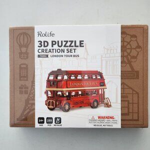 New Rolife 3D Puzzle Wooden London Tour Bus 7.6" Model Toy Car Craft Project Set